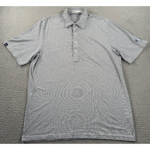 Criquet Other - Criquet Polo Shirt Men Large White Striped Short Sleeve Performance Golf Stretch
